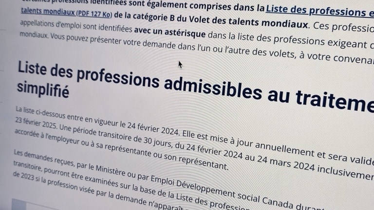 Liste des professions admissibles au traitement simplifié du Québec
